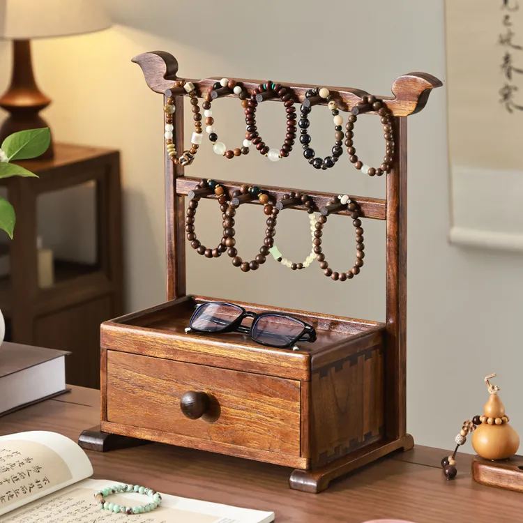 【高端实木】玄关挂钥匙收纳盒摆件门厅门口置物架抽屉式首饰盒手串