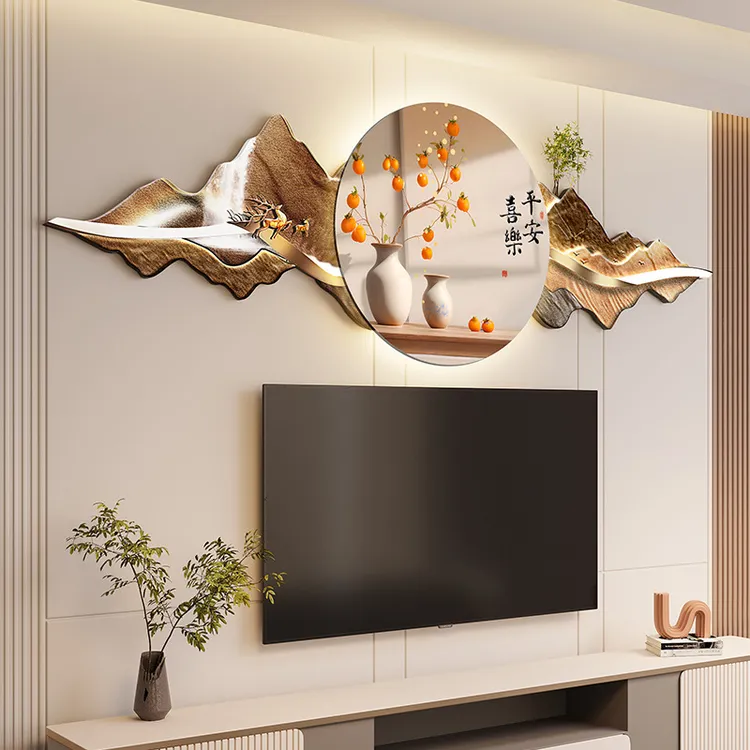 客厅电视背景墙装饰画轻奢卧室餐厅沙发墙壁画寓意好吉祥山水挂画