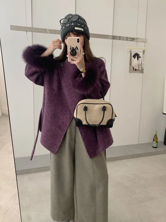 2025双面羊毛呢大衣秋冬气质新款高级外套女装千金风毛袖中长款短