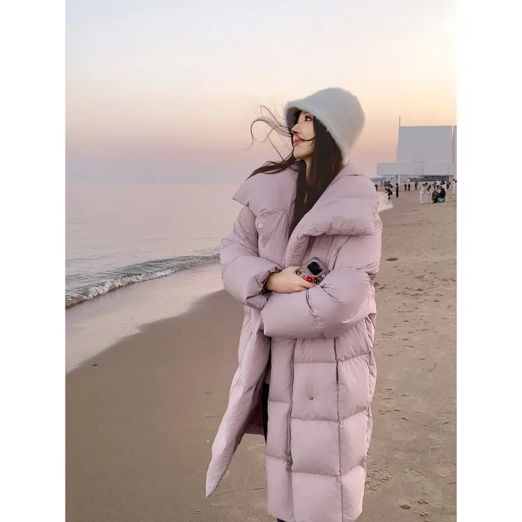 夏诗文 可溯源安心绒清洁90纯白鸭绒高领手套羽绒服汉服