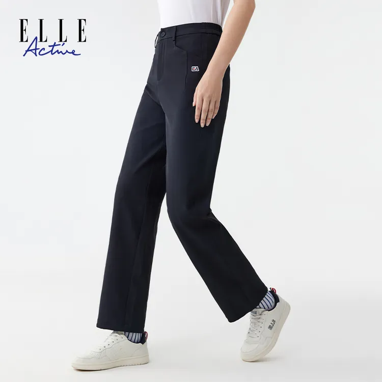 ELLE Active【廓形剪裁】直筒裤2025新款长裤女休闲裤子白色运动裤