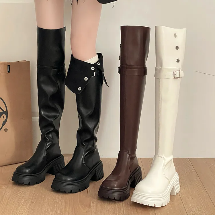 OJRZ时尚增高显瘦厚底两穿长筒靴女2025新款秋冬季女鞋过膝长靴