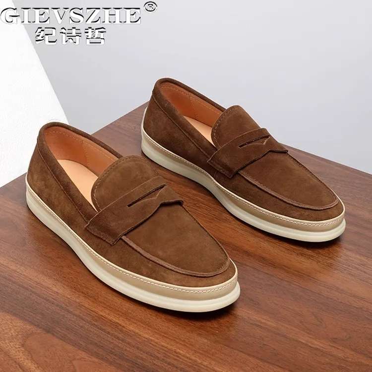 纪诗哲男鞋百搭透气复古休闲鞋子男款潮流简约皮鞋轻奢时尚豆豆鞋