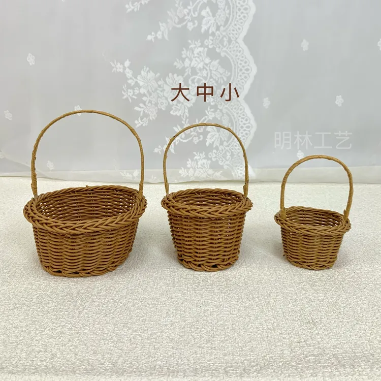 仿藤手工编织 迷你花篮大中小号 插花篮小花篮 永生花篮