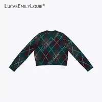 LUCASEMILYLOUIE 中古针织羊毛上衣撞色整件打结毛衣2411238