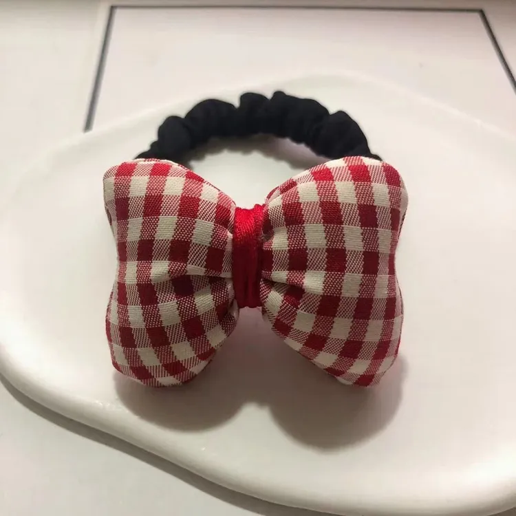 蝴蝶结头绳可爱头发头饰发绳红色充棉立体新年头饰发绳秋冬款饰品