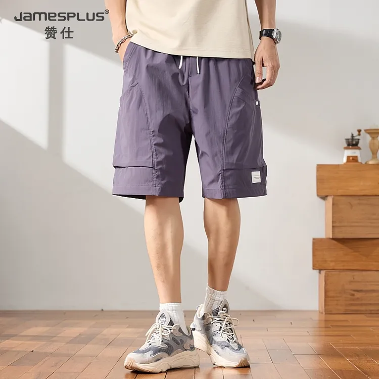 冰丝速干短裤男士2025新款夏季薄款宽松潮牌美式休闲外穿五分裤子