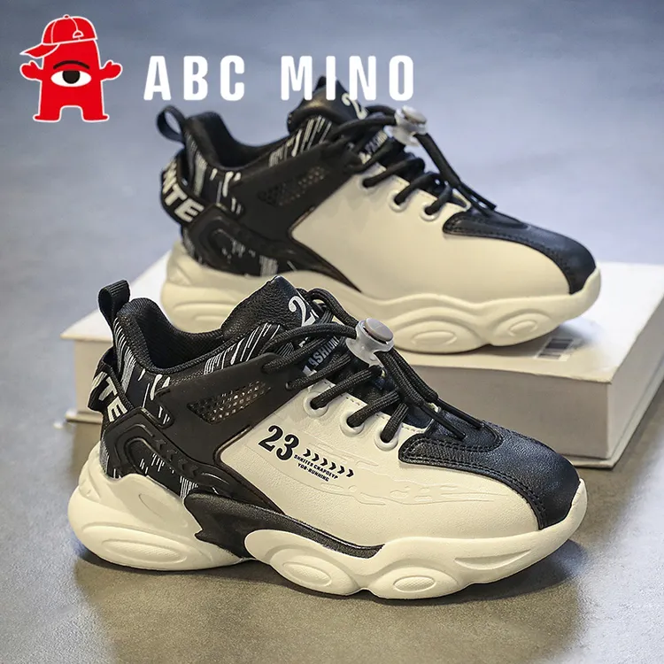 ABC MINO男童鞋秋季2025新款儿童皮面软底运动鞋中大童男孩老爹鞋