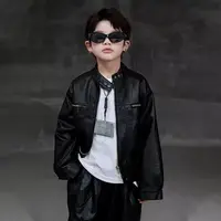 男童薄款皮衣春秋季男孩洋气外套2025新款中大儿童洋气韩版皮夹克
