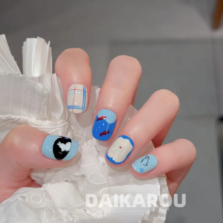 奶糖兔印 黛卡柔 预售 新甲型 短椭圆 中椭圆手工穿戴甲10片