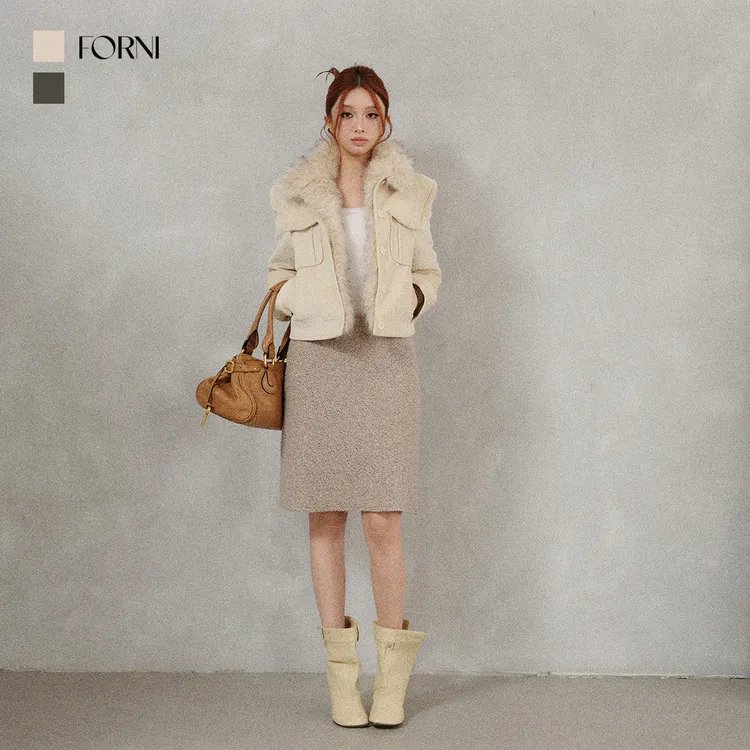 FORNI 琥珀胶卷 100%匹马棉灯芯绒毛毛夹克