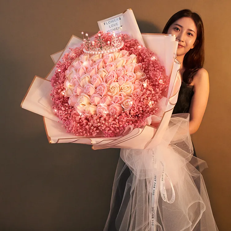超大满天星永生花干花花束玫瑰2.14情人节送女友闺蜜老婆生日礼物