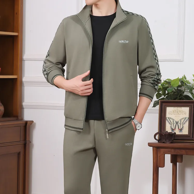高档运动服套装男春秋季2025新款男士大码三件套爸爸秋装休闲卫衣