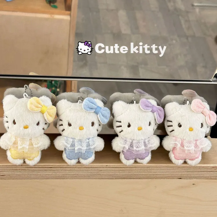 可爱穿裙子kitty猫挂件毛绒卡通少女心猫咪公仔学生包包挂饰玩偶