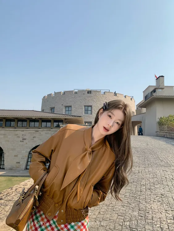 EIA一尧【兔耳朵皮衣】春季miu感韩系小领带皮衣外套复古设计学院风