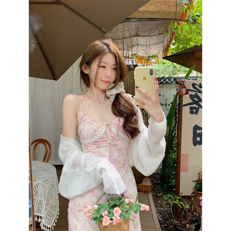法式小众洋气夏季气质显瘦百吊带套装！清新甜美学院风，广州产聚