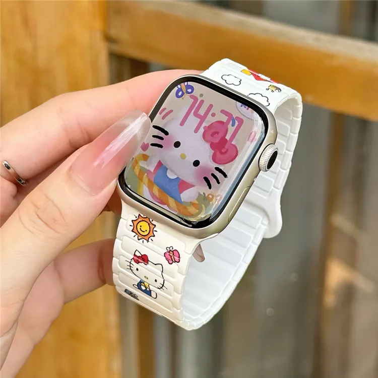 卡通KT猫适用iwatchs11苹果s10手表表带applewatch9硅胶ultra表带