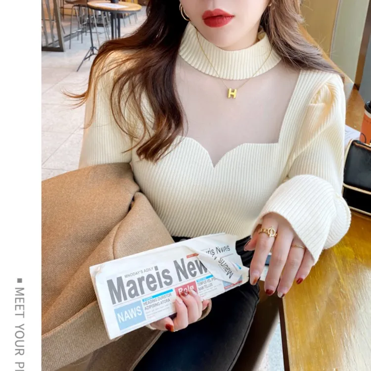 高级感半高领百搭打底毛衣女秋冬新款针织衫内搭修身洋气上衣996