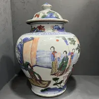 267号清康熙五彩仕女将军罐