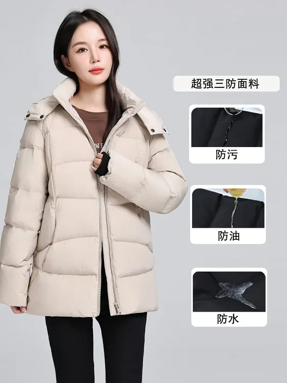 加厚保暖短款中年妈妈女士宽松修身时尚保暖蓬松厚款防风羽绒服