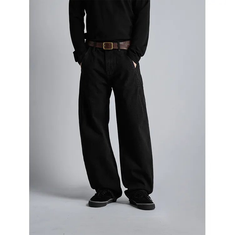 DOKIE【黑牛】秋冬新款14盎司弯刀版型水洗直筒版型牛仔裤32081