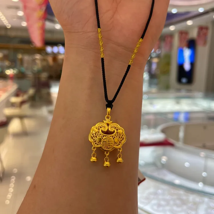 Chow Tai Seng/周大生足金999黄金轻版福字平安锁金锁七夕礼物