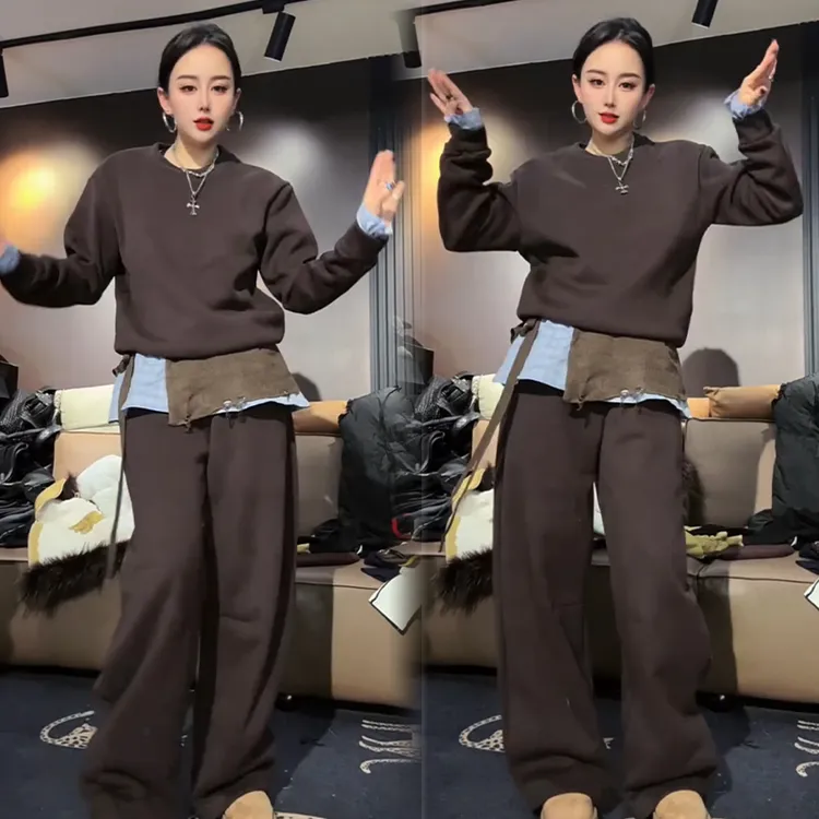 2025秋冬新款时尚显瘦气质网红高档套装女高级百搭宽松大码三件套