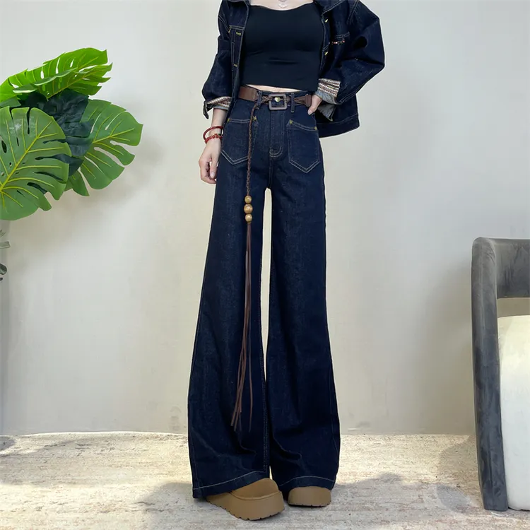 迪否秋季新款美式丹宁大喇叭牛仔裤女2025高腰显瘦休闲百搭休闲裤
