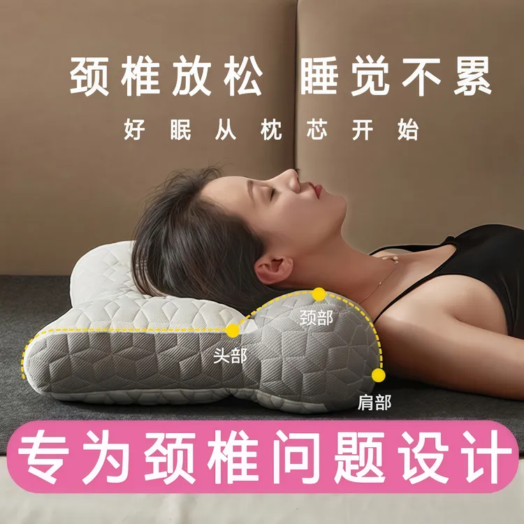 深睡分区护颈枕助睡眠颈椎专用生理曲度变直成人睡觉枕芯头一对装