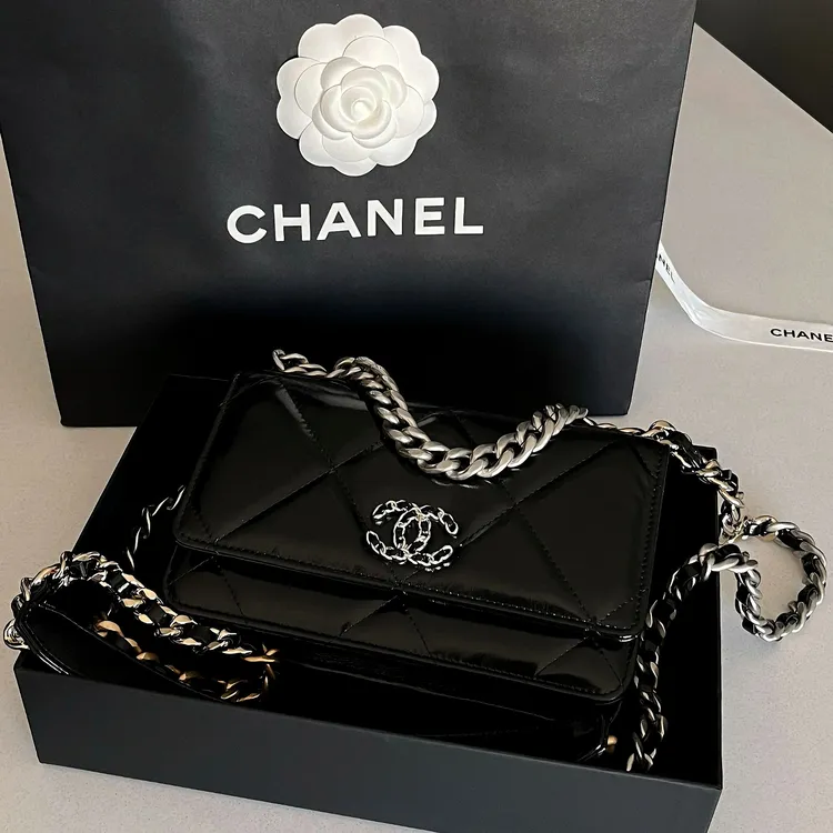 99新 Chanel/香奈儿 9993|香奈儿黑银新款芯片19woc斜挎包手提包