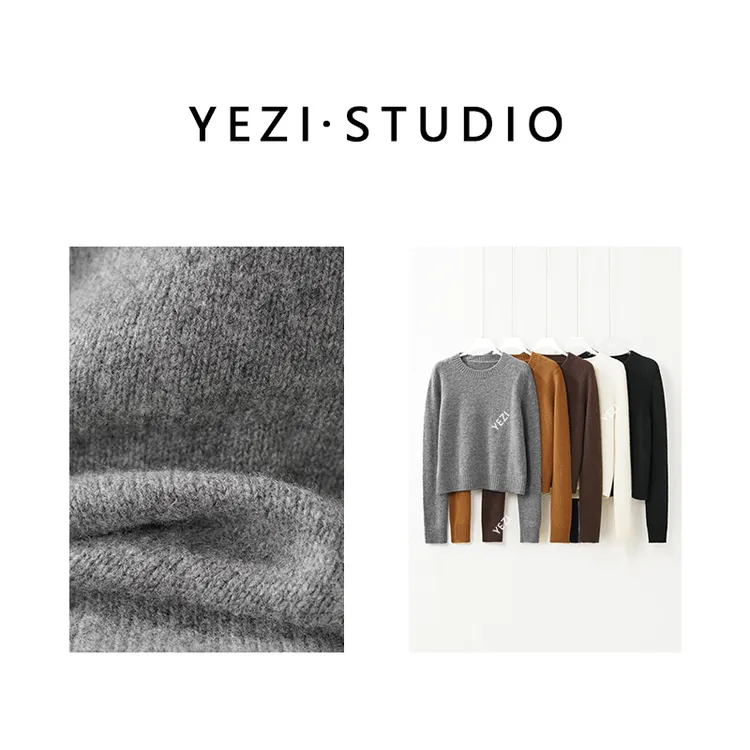 现货直发【暖绒】康宝.来羊.绒羊毛圆领针织套头毛衣针织衫25418019