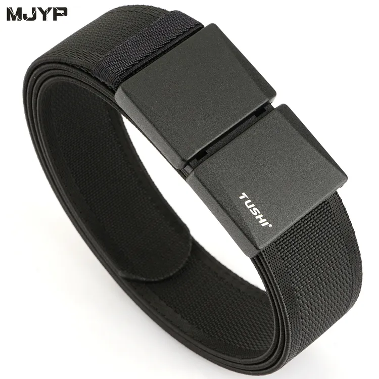 合金户外运动自动快脱磁力扣战术腰带男工装训练休闲弹力帆布皮带