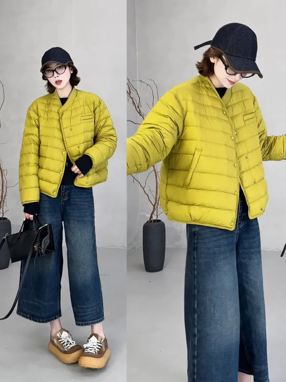 月月 2025秋冬新款【咏叹】斜襟显瘦轻薄休闲女羽绒服 2510C6736