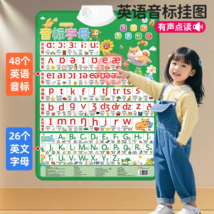 48个国际英语音标有声挂图发音训练英文字母学习墙贴早教发声点读