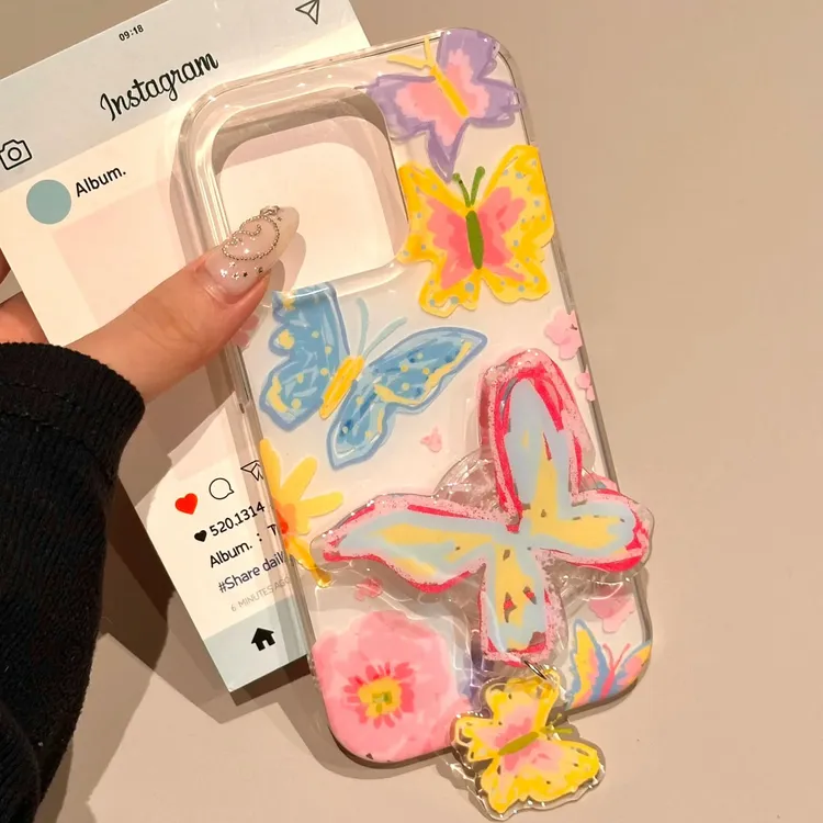 壳望彩绘蝴蝶适用苹果华为vivo小米oppo女款iphone15/16/14荣耀