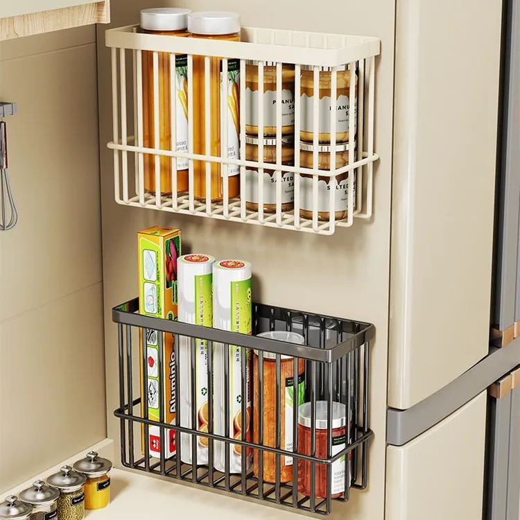 厨房冰箱磁吸置物架保鲜膜袋纸巾神器免打孔家用调料保鲜膜收纳架