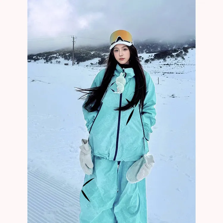 临典绿色滑雪服套装女2025冬季新款防风防水超好看单双板雪服外套