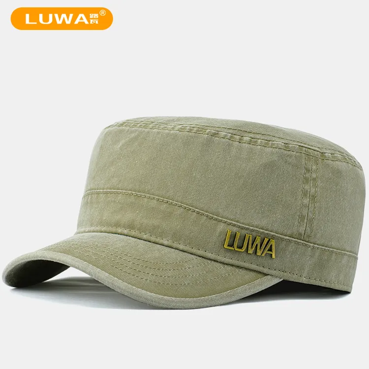 路瓦男士帽子百搭水洗牛仔棉平顶帽耐磨中老年大码秋冬鸭舌帽钓鱼