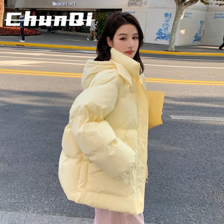 淳启棉服女小个子冬季新款加厚面面包服黄色短版棉袄时尚百搭潮流