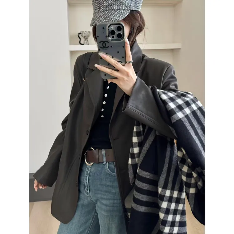 SP【悉尼往事】挚爱！挚爱！质感绝绝仿绵羊皮复古美拉德皮衣西装外套