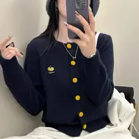 893南瓜刺绣圆领针织开衫（衣长58左右）