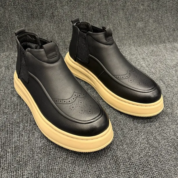 【Aysa男装】1110高帮时尚休闲鞋时尚薄款素面秋冬中帮