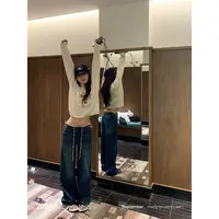 SUNONEONE【9.22 20:00】斯宾塞故事压褶磨白系带毛边牛仔裤H1450K