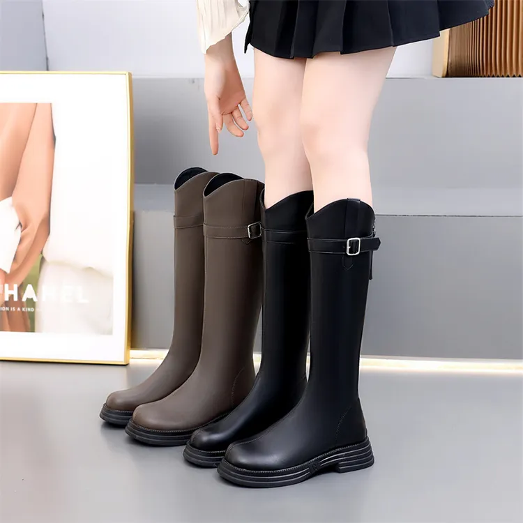 A2大码秋季英伦风长靴显瘦不过膝大码骑士靴34--43