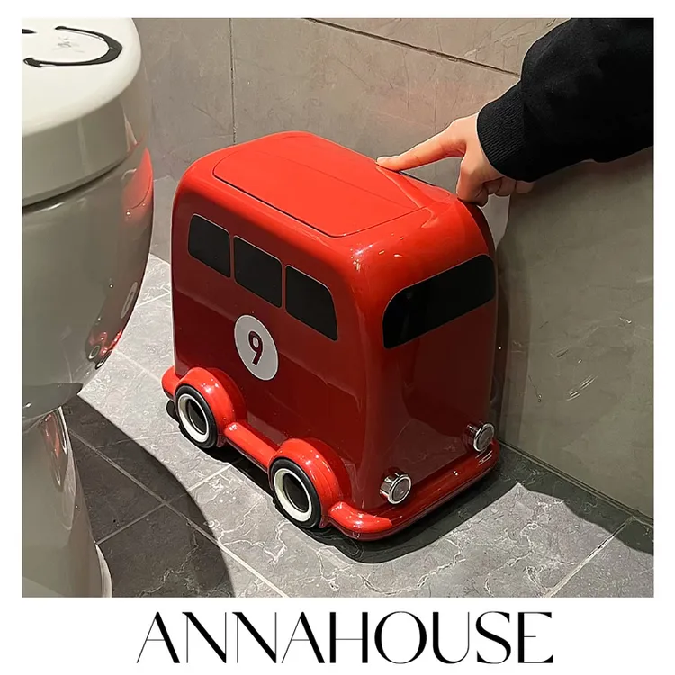 ANNAHOUSE巴士创意可移动窄缝垃圾桶9L家居装饰高颜值可爱礼物NS