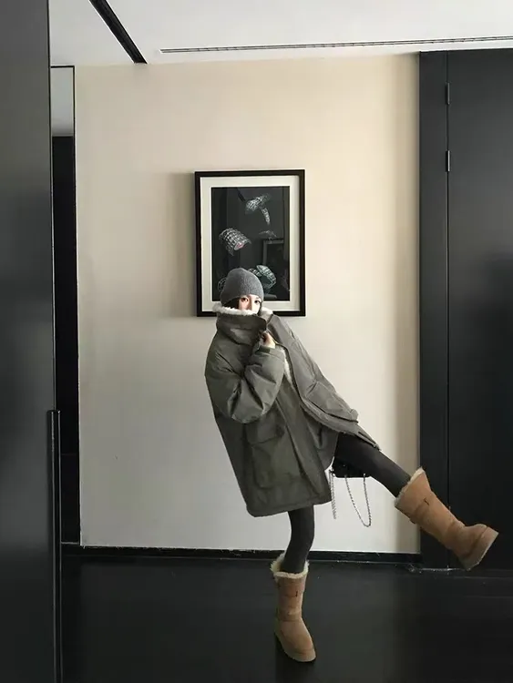 宽松型冬季薄款长袖中长款派克服散口袖厚款秋季宽松（2026）