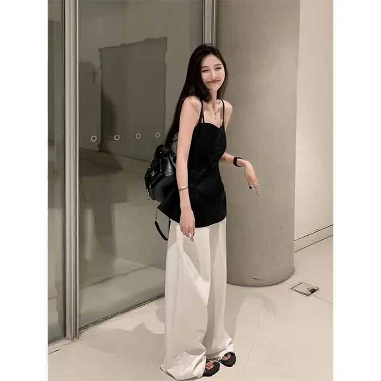 时尚套装女夏季性感辣妹收腰显瘦无袖吊带背心松弛感阔腿裤两件套