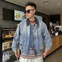 DB 男装秋季新款做旧水洗翻领潮牌夹克男休闲痞帅风外套-5887