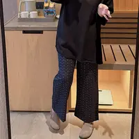 【程雅大码】复古设计感时尚休闲裤大码宽松秋季高腰宽松阔腿碎花裤