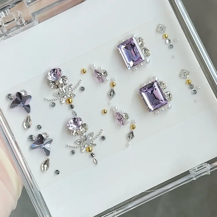 D021号美甲钻材料包套盒春夏多巴胺美甲套装组合锆石一整套